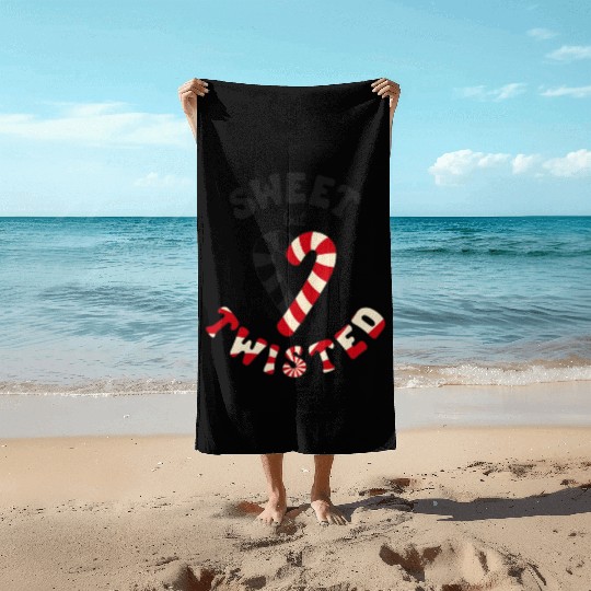 Sweet but twisted candy canes pun Beach Towels