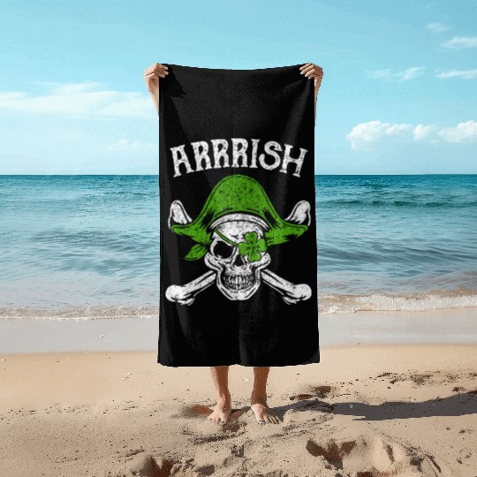 Arrrish With Grunge St. Patrick's Day Pirate Beach Towels