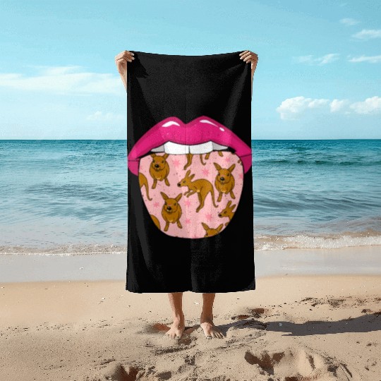 Kangaroo Tongue Beach Towels