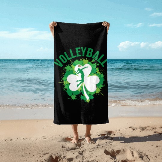 Volleyball Shamrock Irish Sports St Pattys Day Beach Towels