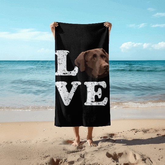 I Love My Chocolate Lab Labrador Retriever Dog Beach Towels