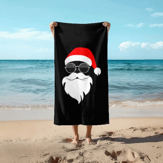 Cool Santa Claus Sunglasses Santa Hat Gift Idea Beach Towels