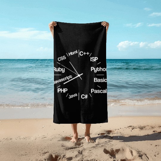 Computer Programmer Clock Programming & Coding No Beach Towels