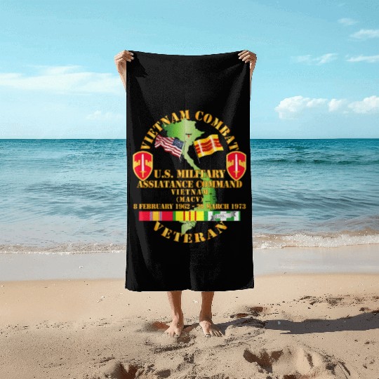 Army Vietnam Combat Veteran US Military Asst Cmd V Beach Towels