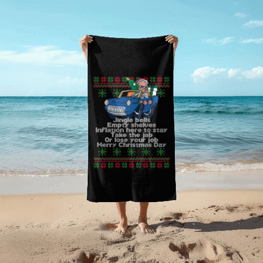 Jingle Bells Empty Shelves Inflation Here Funny Ch Beach Towels