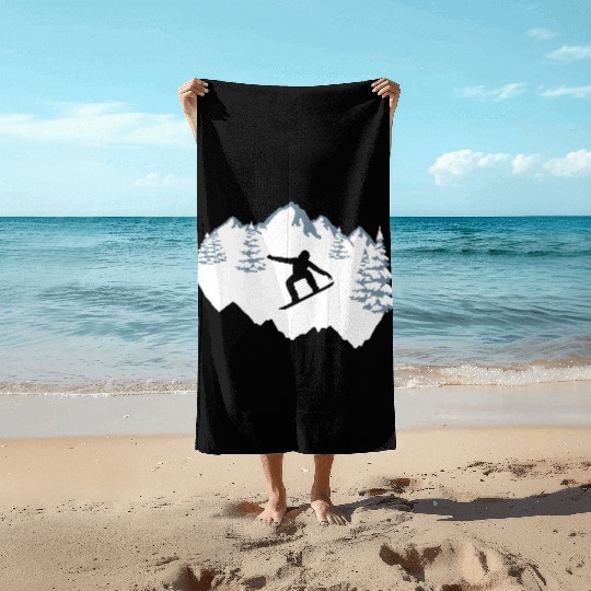 Snowboarding, snowboarder Beach Towels