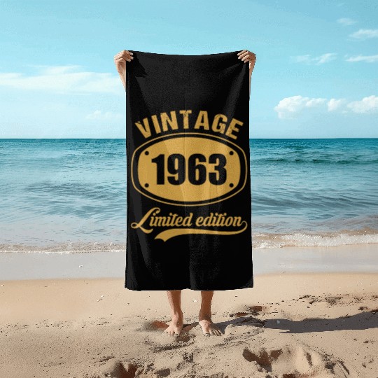 60th Birthday Vintage 1963 Retro Awesome Beach Towels