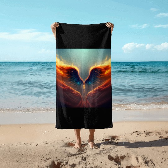 Mashup Epic Wallpaper Flaming Angel Wings Beach Towels