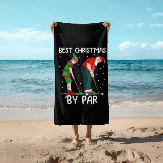 Golf Elf Golfer Christmas Santa Claus Golfing Beach Towels
