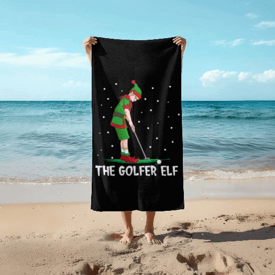 The Golfer Elf Golf Christmas Golfing Beach Towels