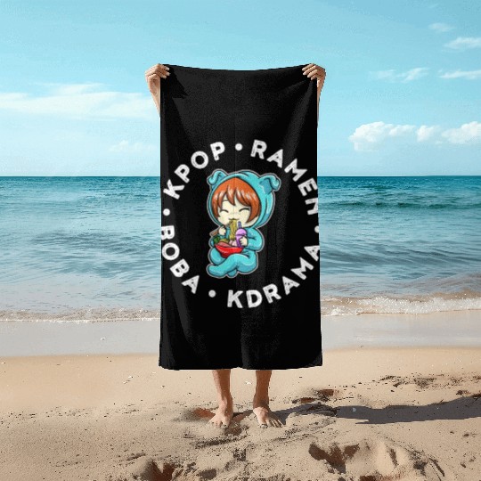 Kpop Ramen Boba Kdrama Funny Kpop Gift Beach Towels
