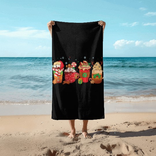 Hot Chocolate Cup Peppermint Mocha Beach Towels