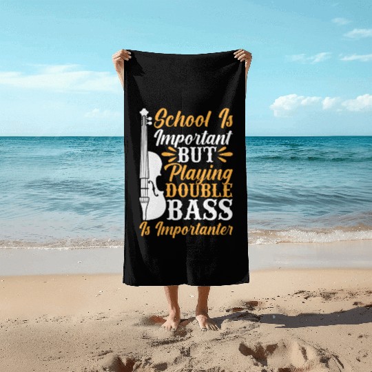 Back To School Playing Double Bass Contrabassist P Beach Towels