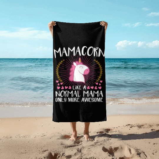 Mamacorn mom unicorn mothers day baby family kid Beach Towels