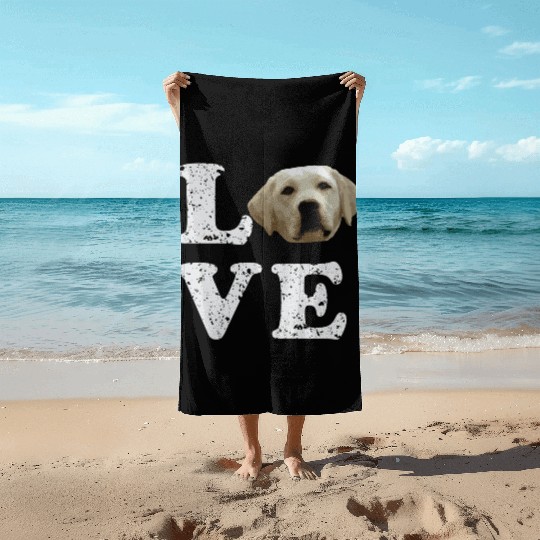 I Love My Yellow Lab Labrador Retriever Dog Beach Towels