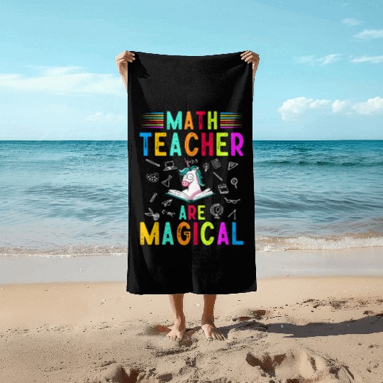 Math Teacher Unicorn Beach Towels