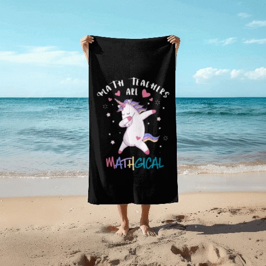 Math Teacher Unicorn Beach Towels