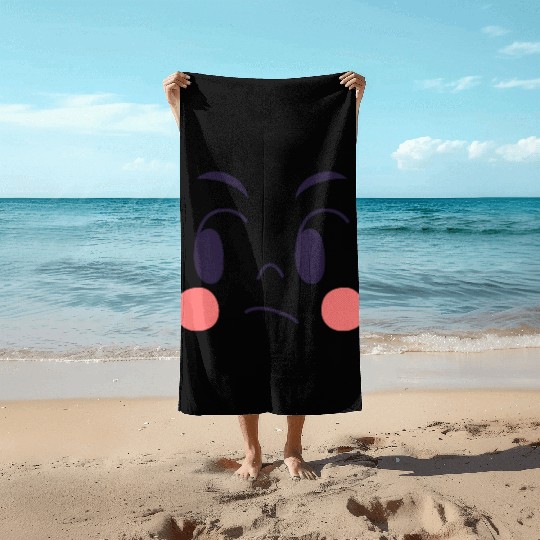 jaded expression of cartoon emotion face Beach Towels