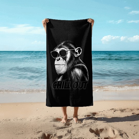 Chimpanzee chill out Beach Towels