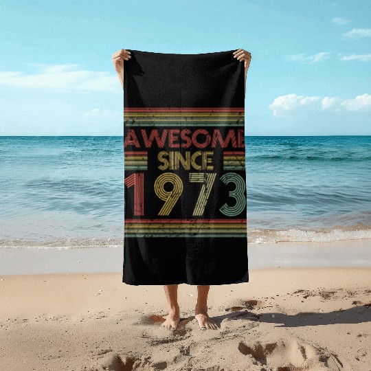 50 Years Vintage 1973 Retro 50th Birthday Beach Towels