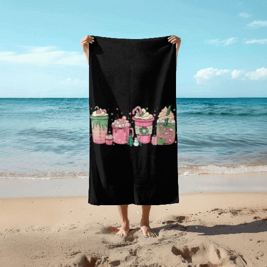 Hot Chocolate Cup Peppermint Mocha Beach Towels