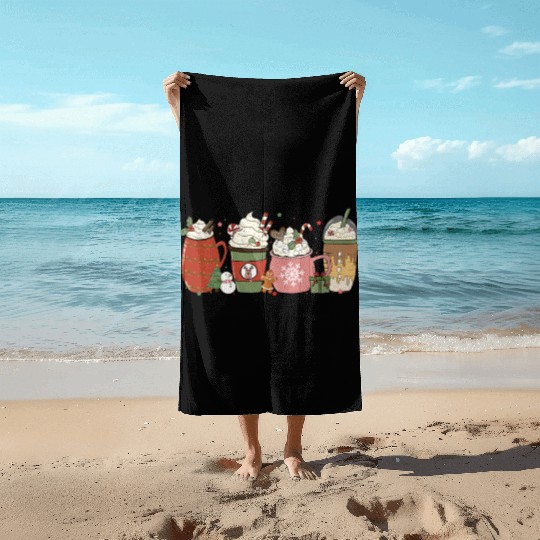 Hot Chocolate Cup Peppermint Mocha Beach Towels
