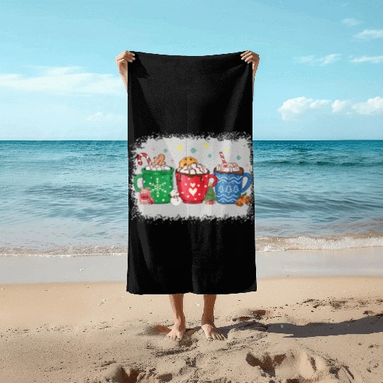 Christmas Hot Chocolate Peppermint Mocha Beach Towels