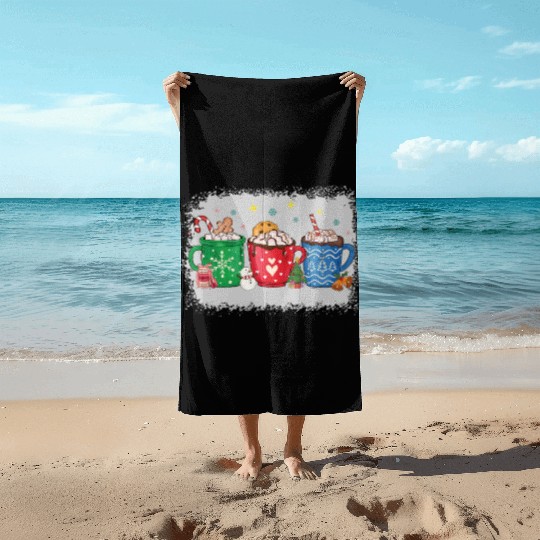 Christmas Hot Chocolate Peppermint Mocha Beach Towels