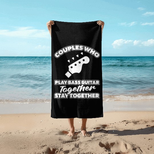 Bass Guitar Bassist Couple Beach Towels