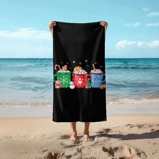 Christmas Hot Chocolate Cup Beach Towels