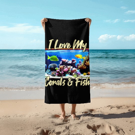Saltwater aquarium coral fish Beach Towels