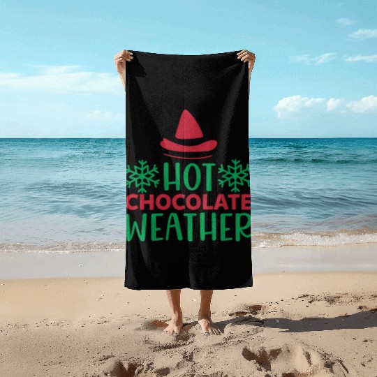 Hot chocolate weather Beach Towels