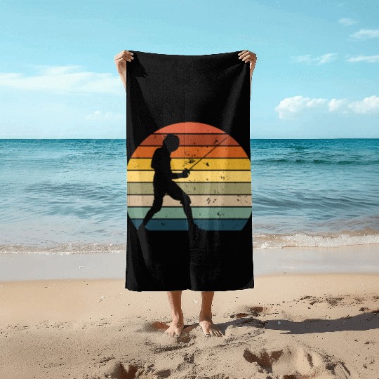 Retro fencing Beach Towels