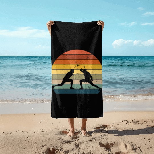 Retro fencing Beach Towels