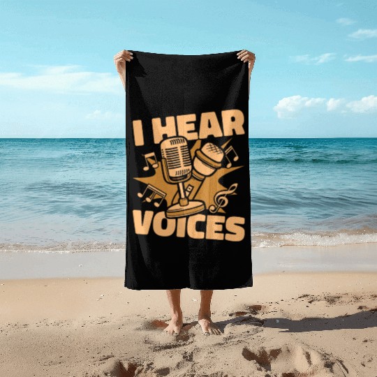 Music Teacher Microphone I Hear Voices Beach Towels