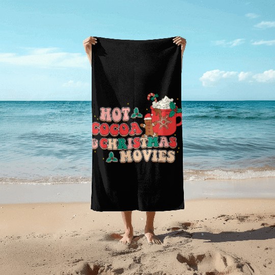 hot cocoa christmas movies Beach Towels