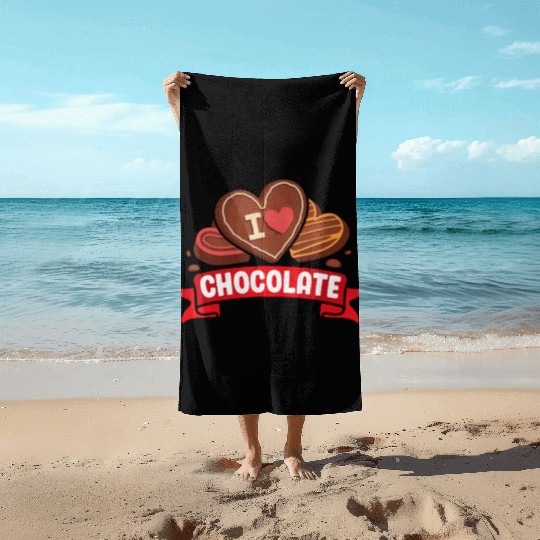 I Love Chocolate Sweets Candy Chocolate Bar Beach Towels