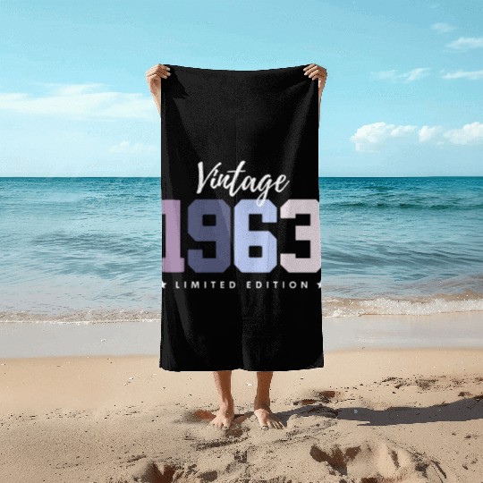 60 Years Vintage 1963 Retro 60th Birthday Beach Towels