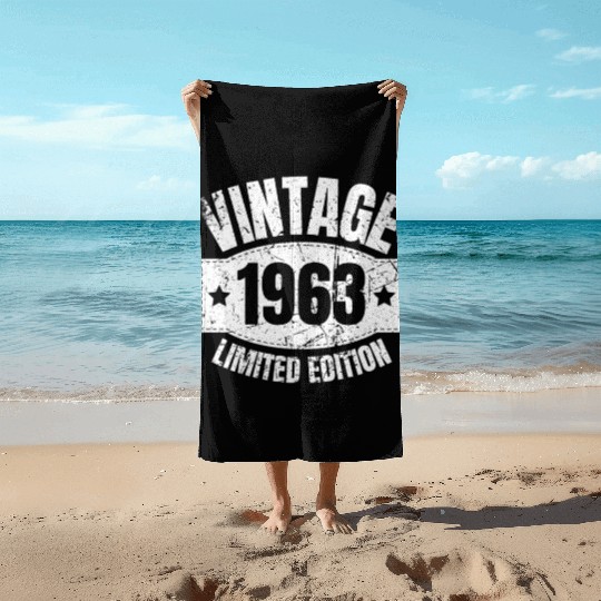 60 Years Vintage 1963 Retro 60th Birthday Beach Towels