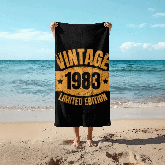 40 Years Vintage 1983 Retro 40th Birthday Beach Towels