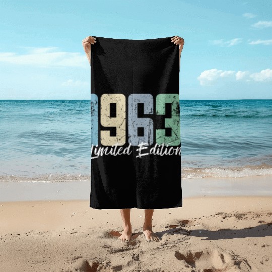 60 Years Vintage 1963 Retro 60th Birthday Beach Towels