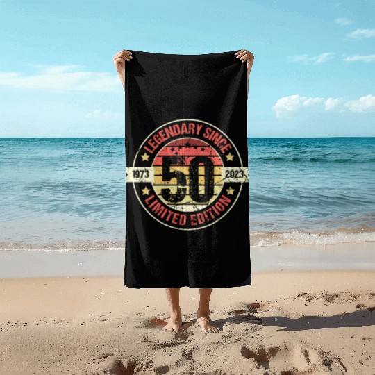 50 Years Vintage 1973 Retro 50th Birthday Beach Towels