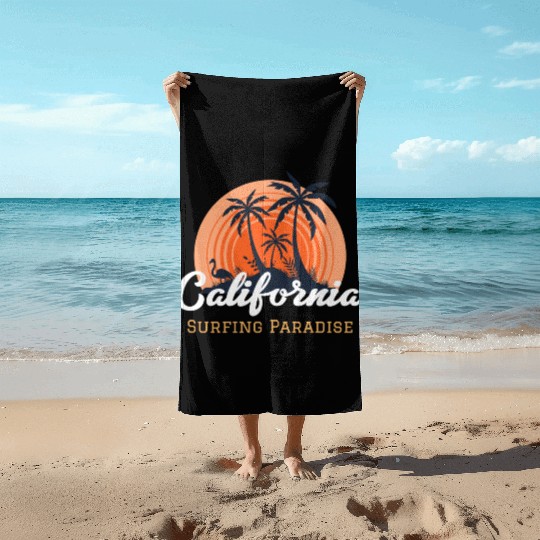 California surfing paradise Beach Towels