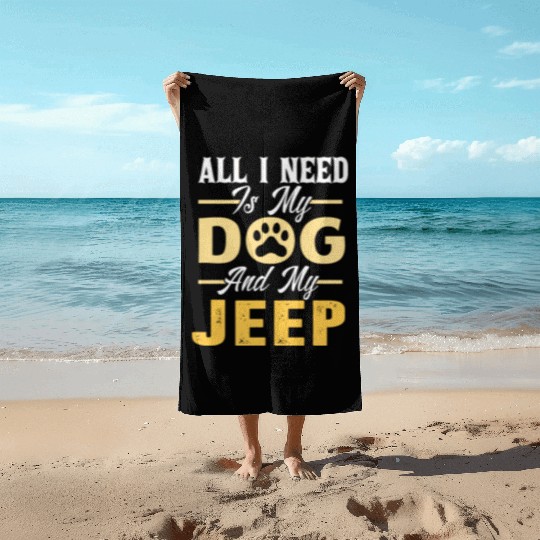 Dog Jeep Lover- For Men- For Women Beach Towels