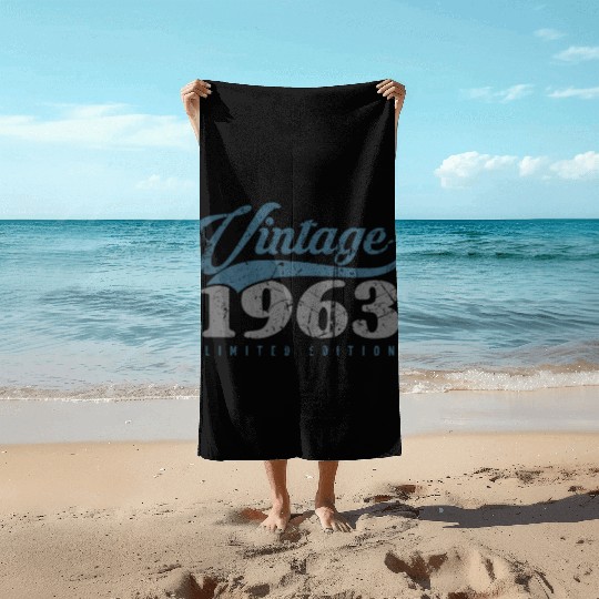 60 Years Vintage 1963 Retro 60th Birthday Beach Towels