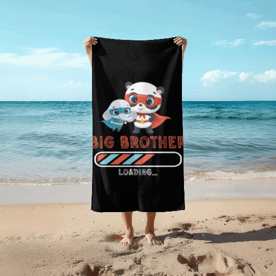 Big brother super hero panda elephant Beach Towels