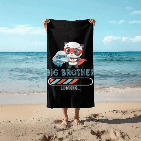 Big brother super hero panda elephant Beach Towels