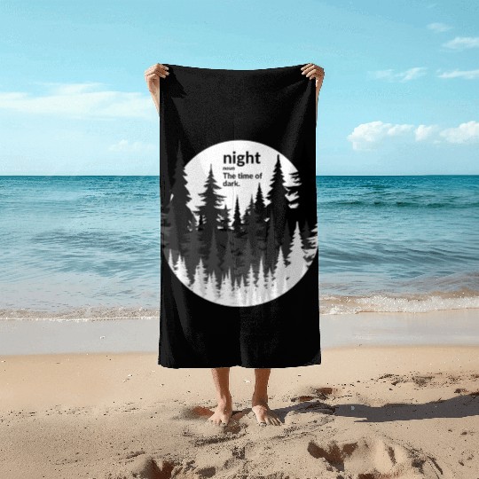 White and Black Night Forest Moon Beach Towels