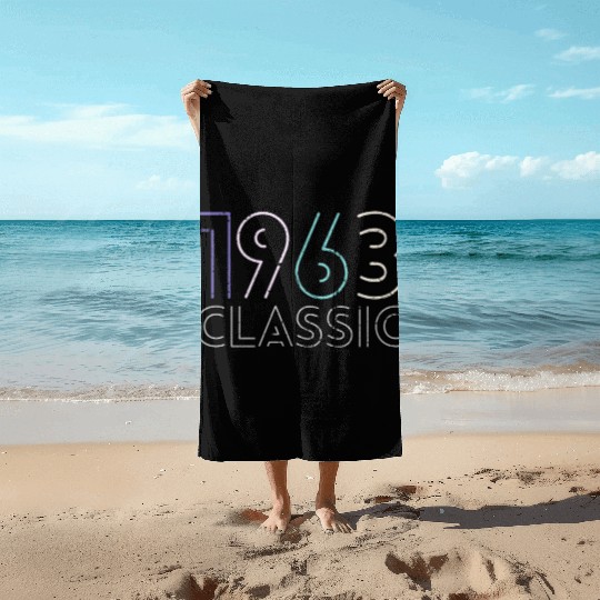 60 Years Vintage 1963 Retro 60th Birthday Beach Towels