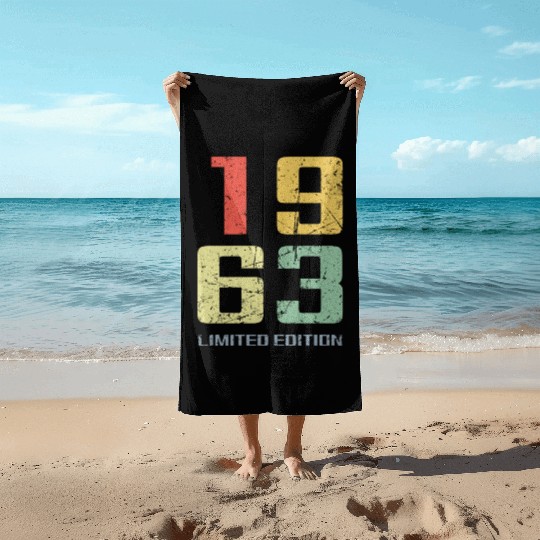 60 Years Vintage 1963 Retro 60th Birthday Beach Towels